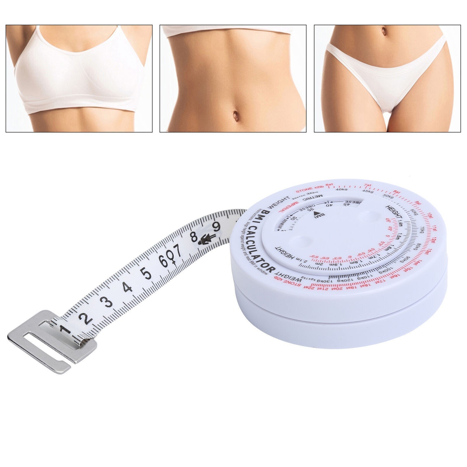 150cm BMI Body Mass Index Tape Measure Body Fat Caliper Weight Loss Calculator