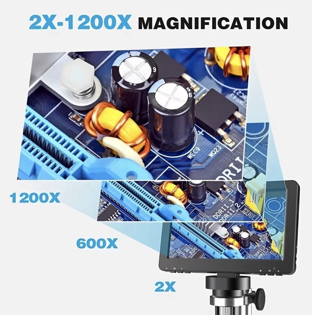 7" IPS Digital Microscope, 1200X Magnification for Coin View, PCB Circuit Repair