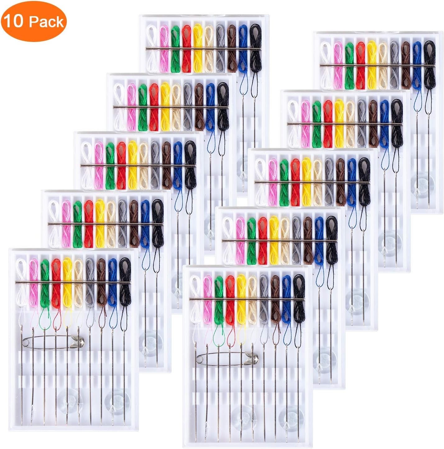 SoFire 10 Boxes Home and Travel Quick Fix Sewing Kit Pre Threaded Needle...