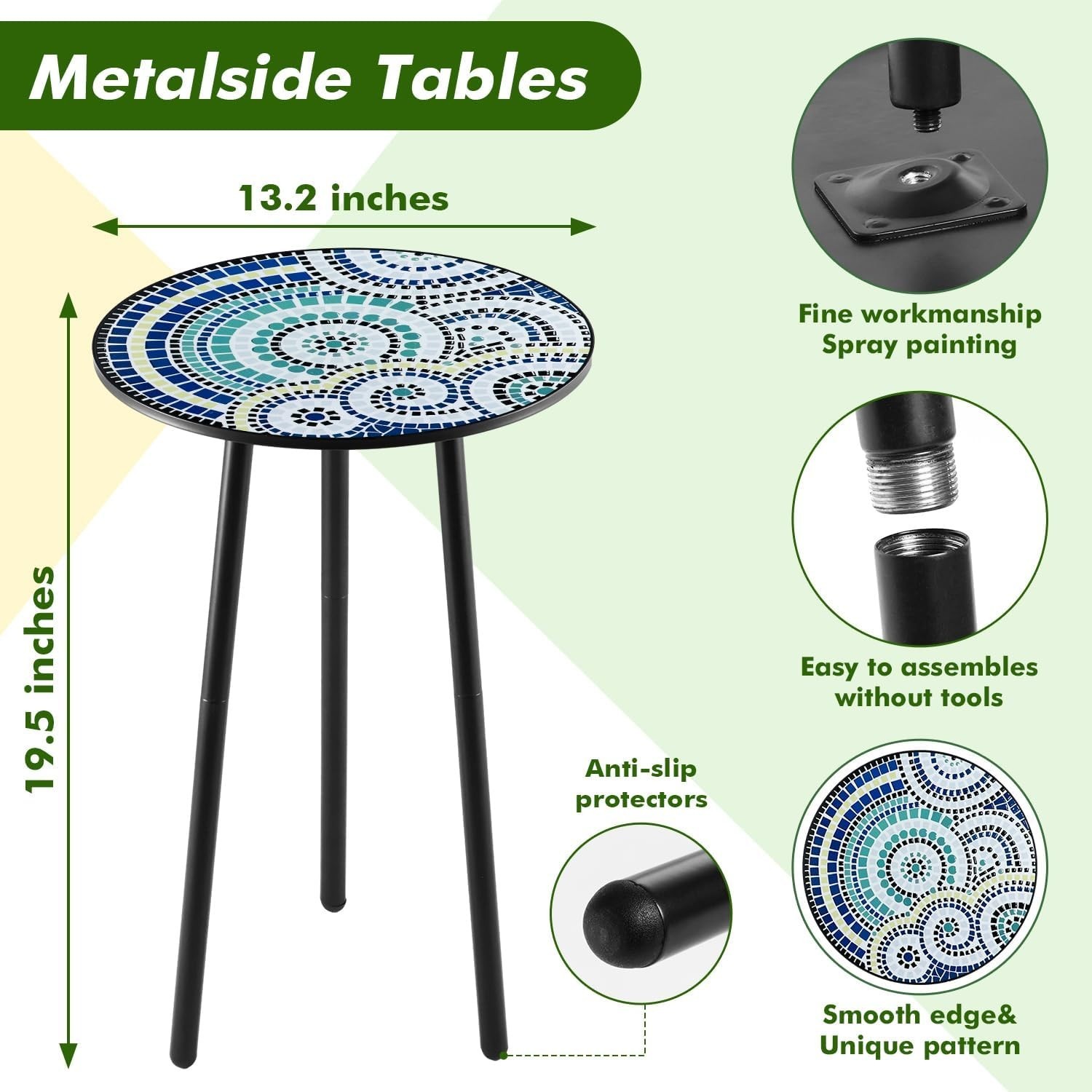 1 Pack Metal Outdoor Side Table Small Outside Round End Table for Patio Moder...