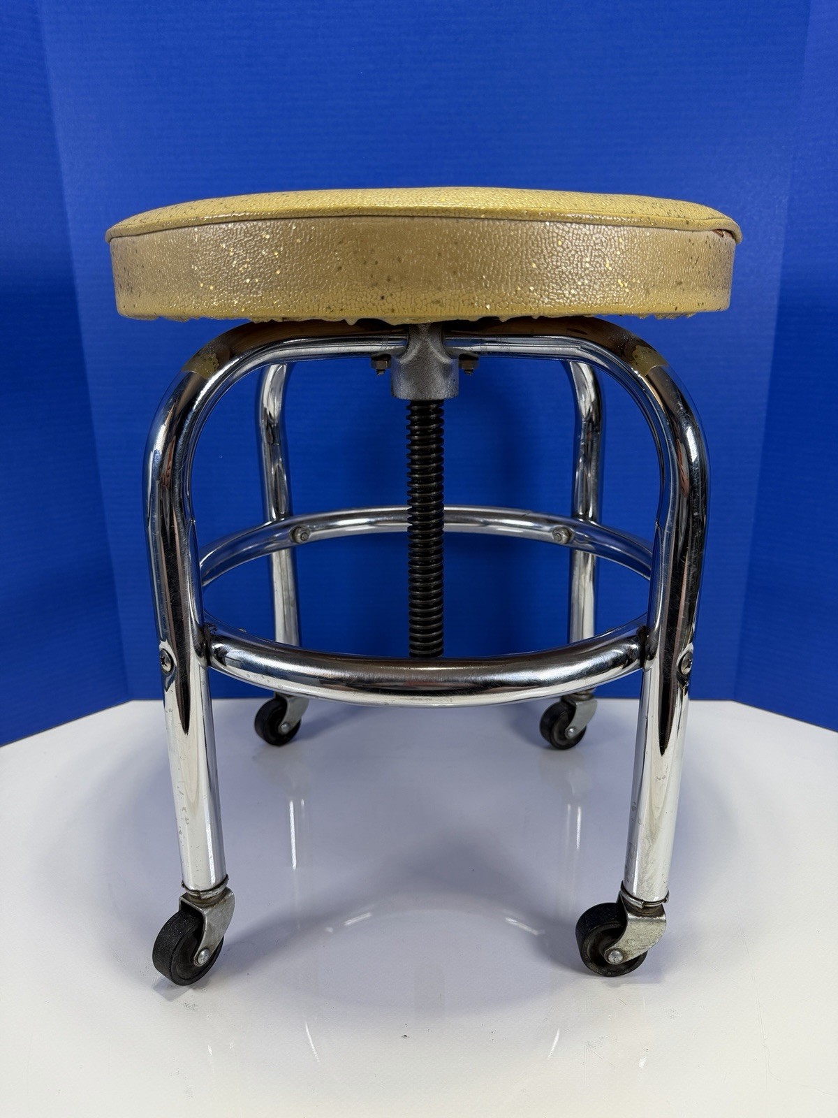 Vintage Helene Curtis or Pedigo Industrial Steel Metal Adjustable Stool