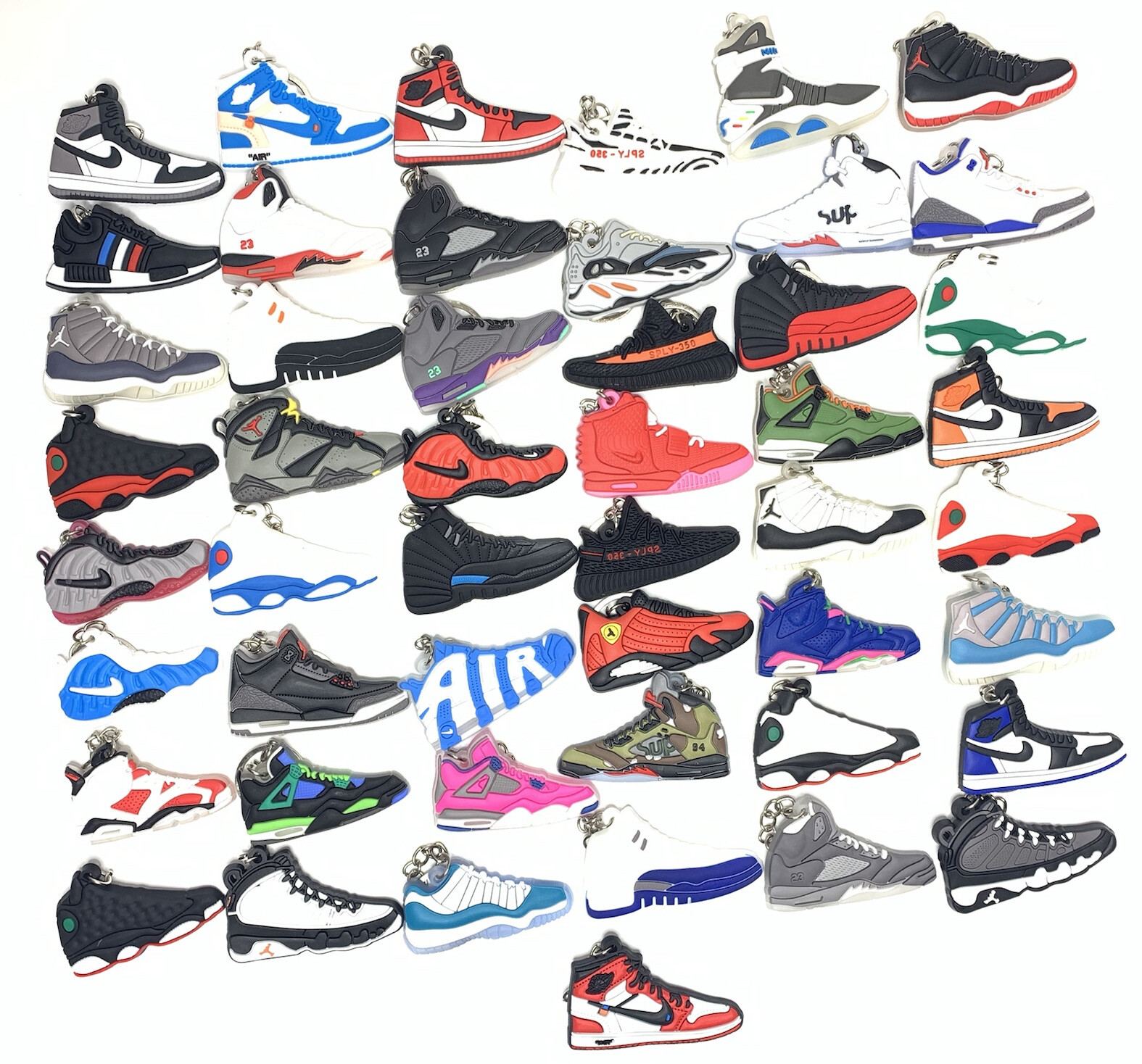 LOT of 10 Pcs 2D Sneakers Keychains Hype Beast Sneaker 2D Variety Of Keychains.
