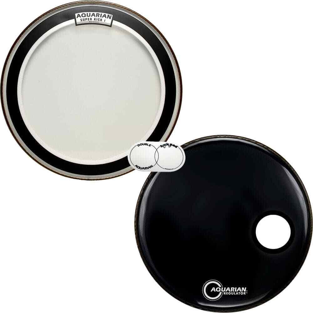 Aquarian Super Kick I Clear/Regulator Black Bass Drumhead Pack 22"