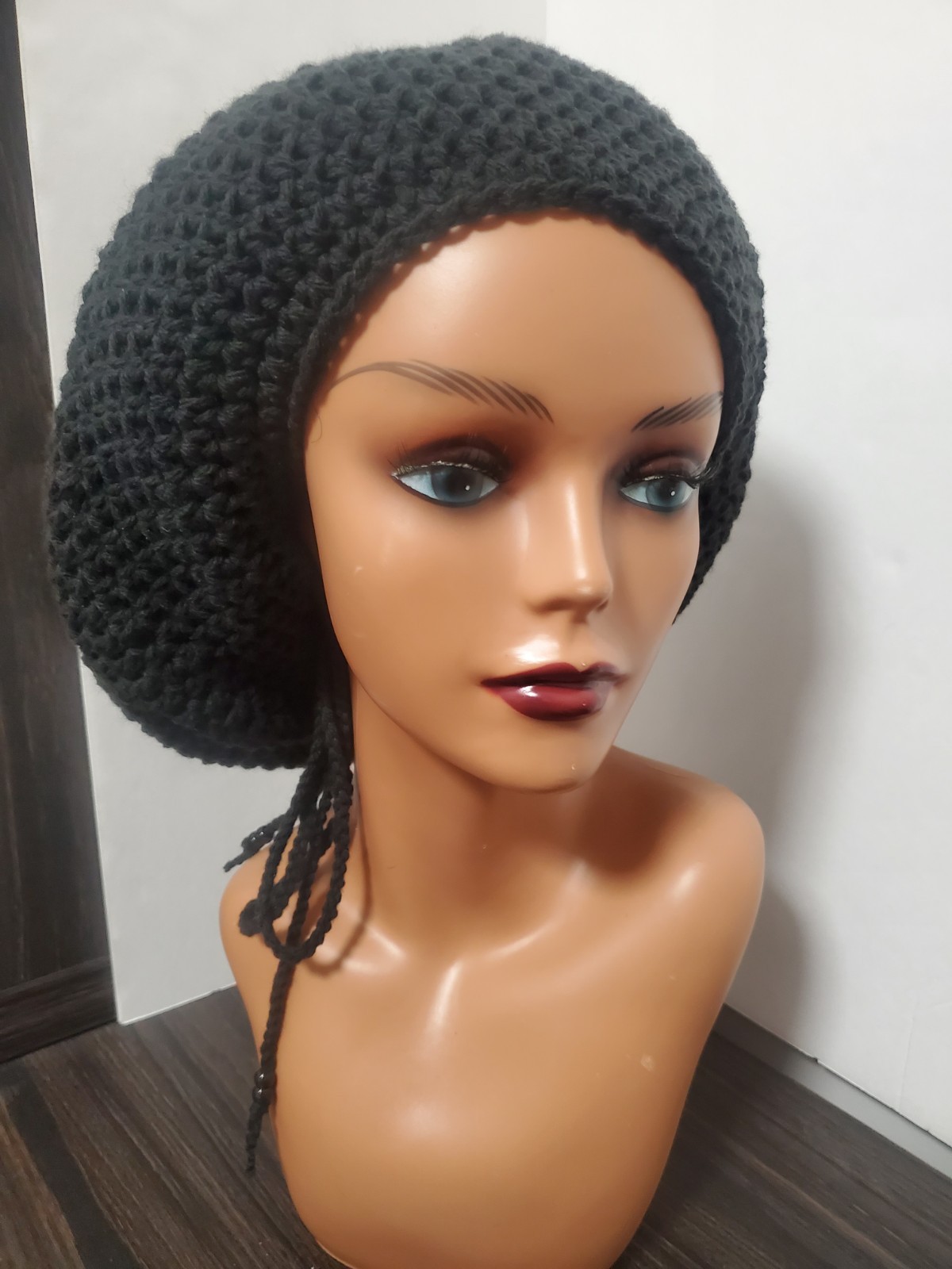 Handmade Adjustable Crochet Tam Hat Dreadlock w drawstring Reggae baggy beanie