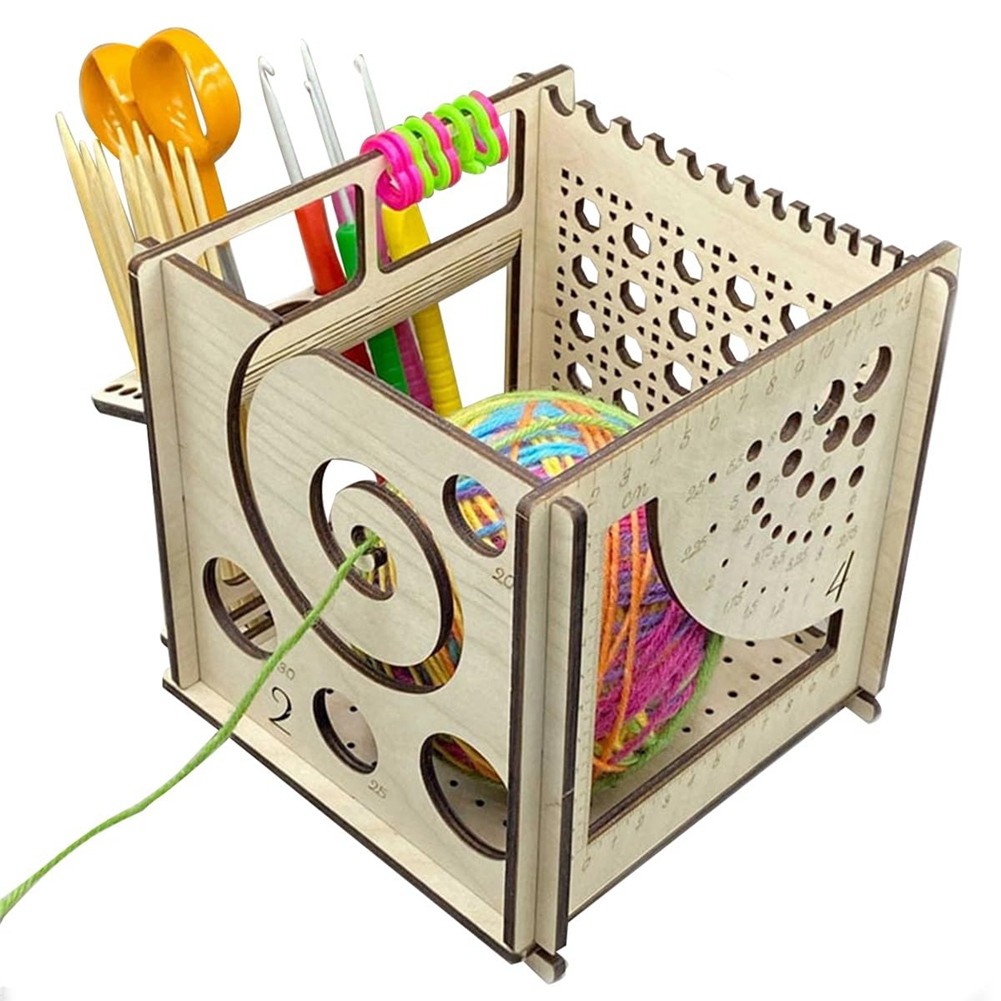 -In- Wooden Yarn Bowl, 2024 Multifunctional Knitting Tool,Wooden Yarn Bowl,4000