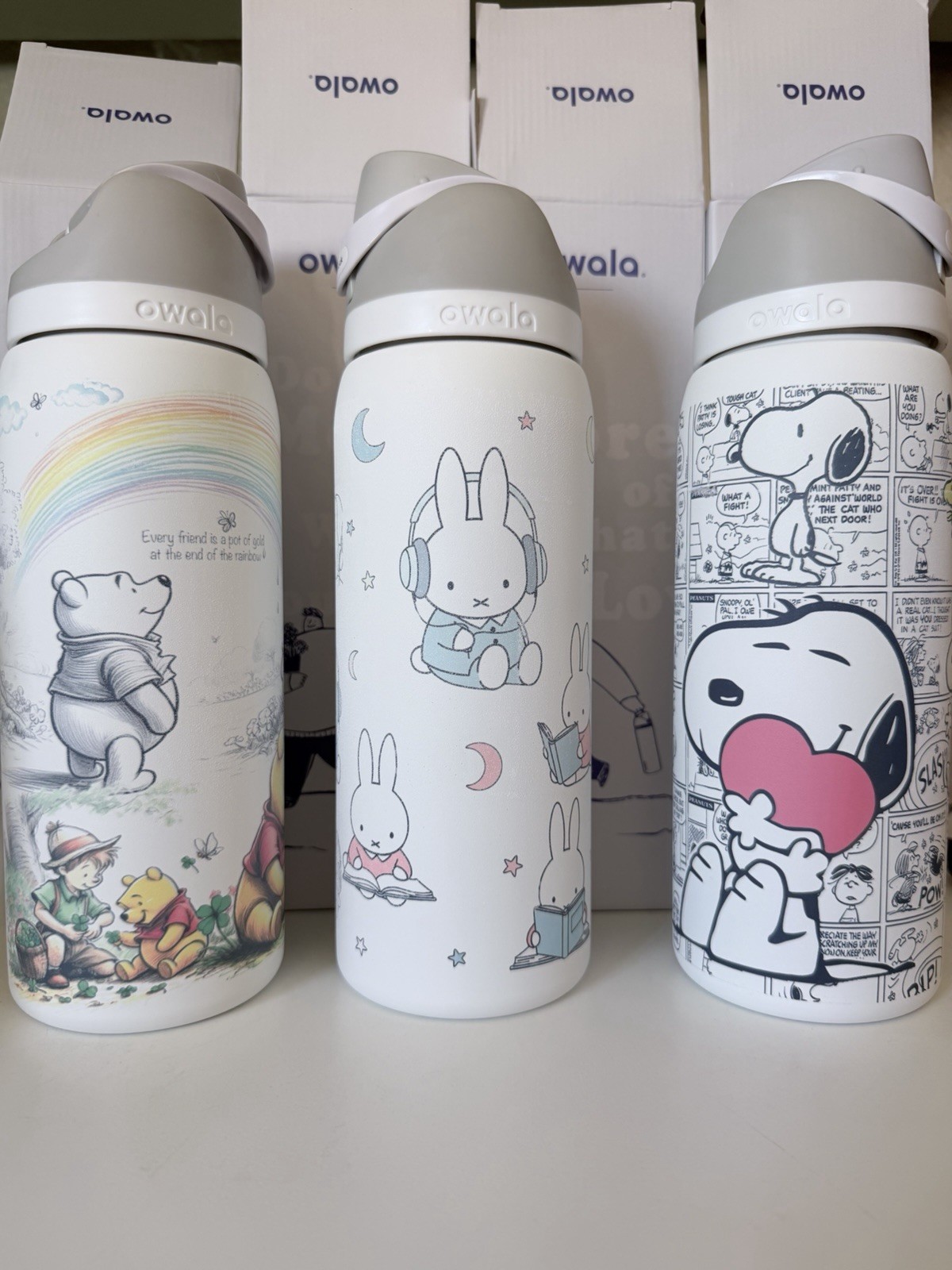 Owala Insulated Water Bottle Cartoon Winnie Pooh Miffy Snoopy Plastic Choose 1