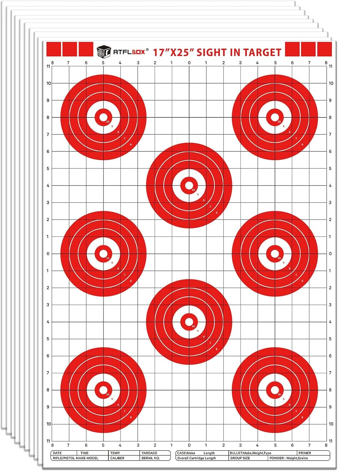 Atflbox Sight in Shooting Range Paper Target, 17X25 Inch Paper Red Bullseye Shoo