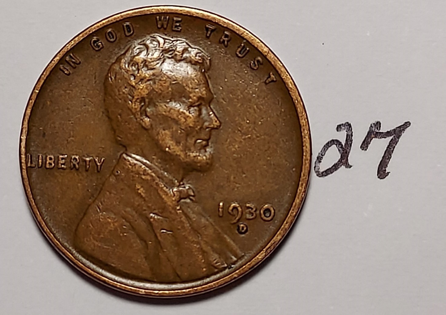 1930-D Lincoln Wheat Cent  EXTREMELY FINE  #27