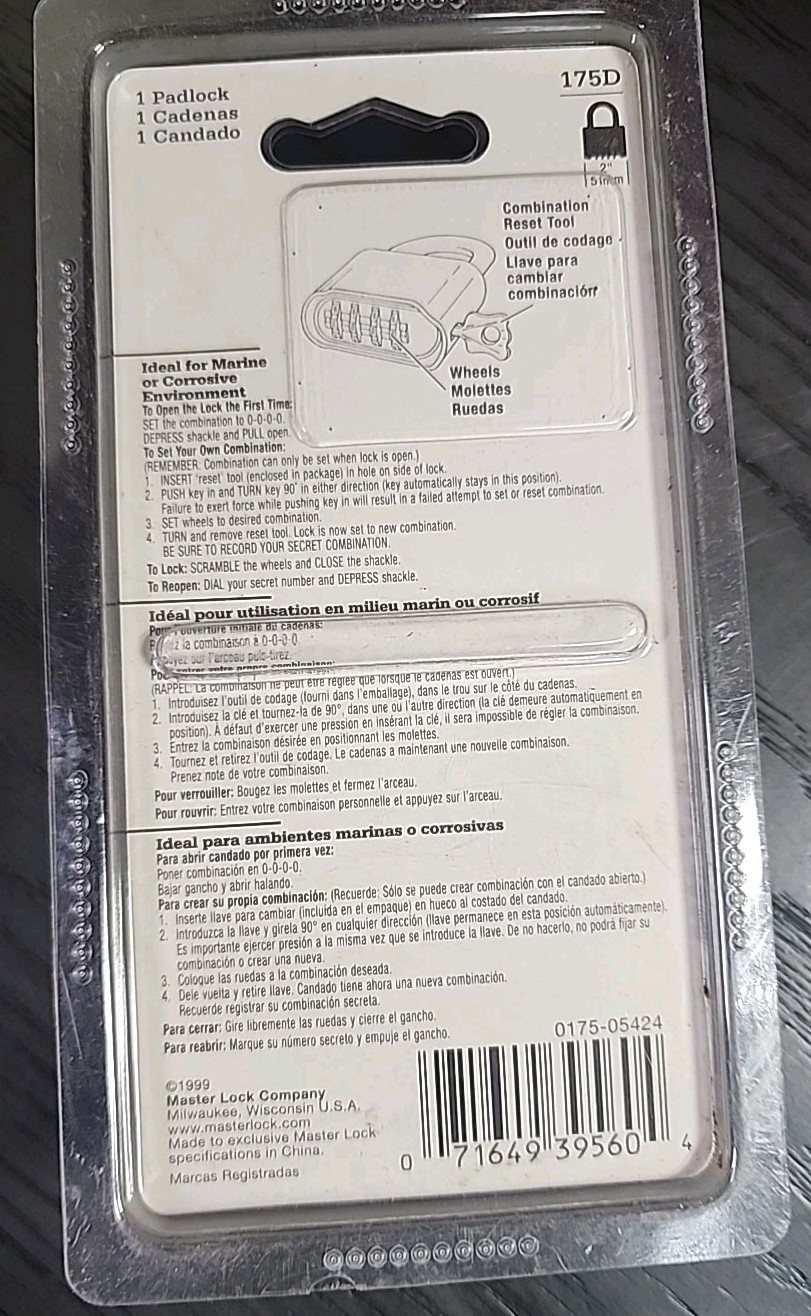 NEW Master Lock Padlock Set 175D Your Own Combination Lock Fast Shipping