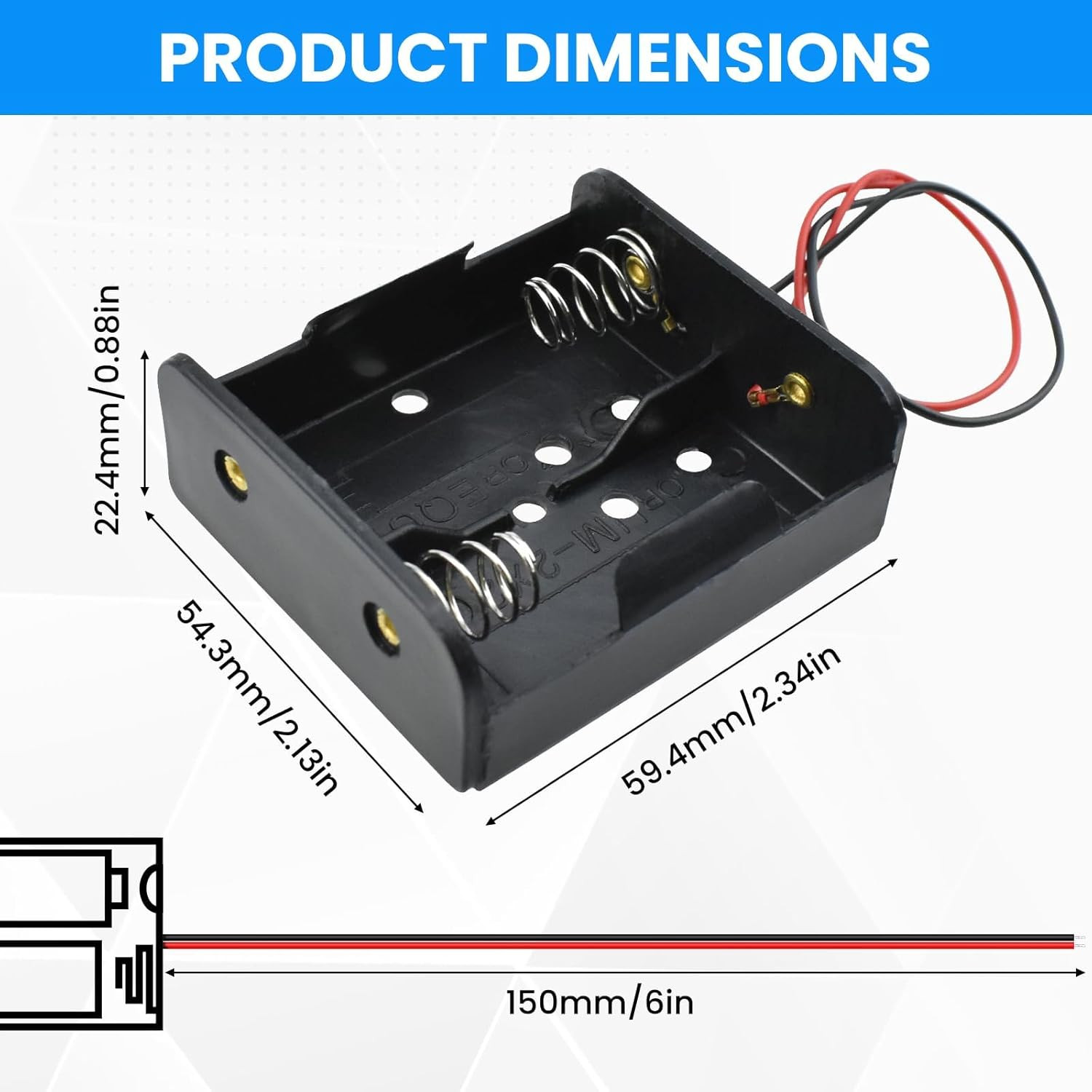 2-Pack 2X C Cell Battery Holder 3V C Size Battery Case Box with Wire Leads