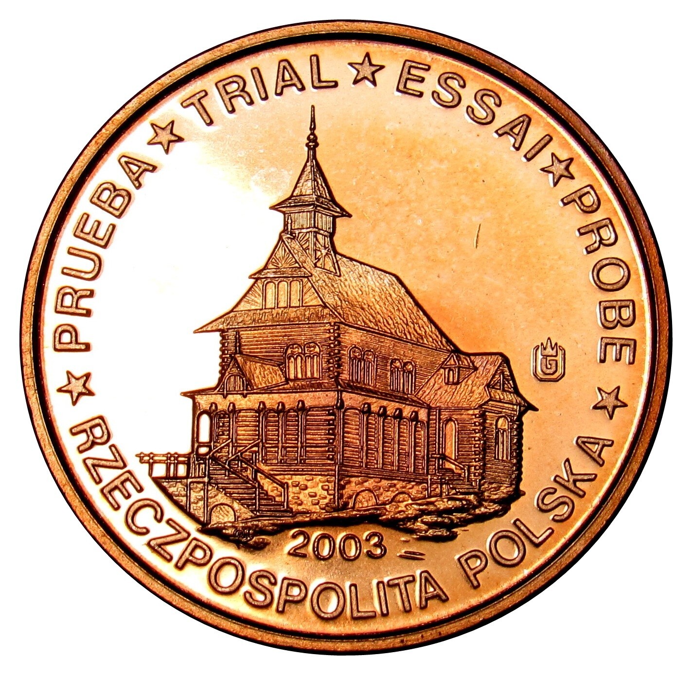 Poland 1 Euro Cent Fantasy Probe Trial Essai coin 2003