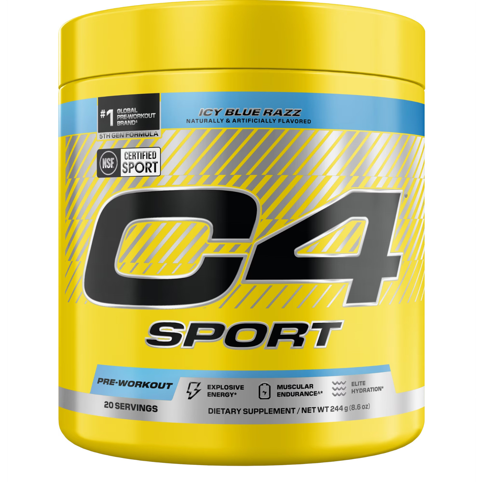 C4 Sport Pre Workout Powder Icy Blue Razz 20 Servings Energy Performance