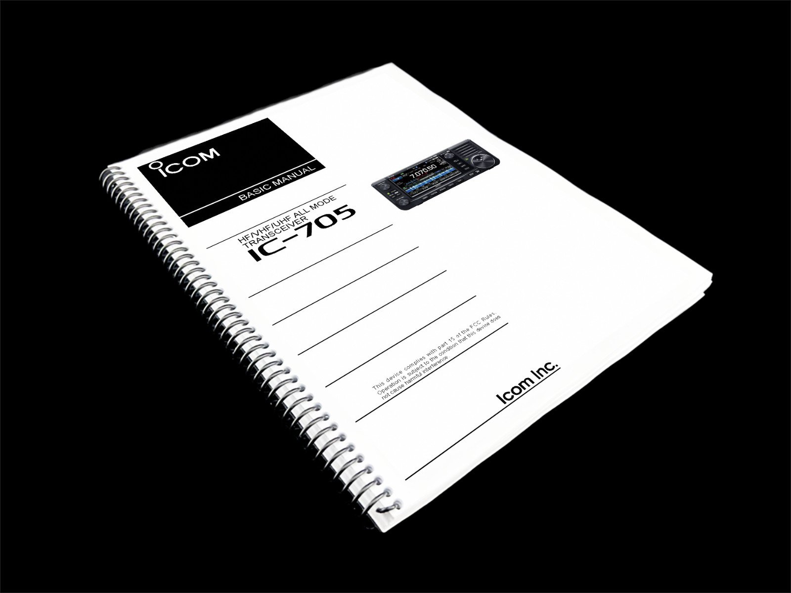 Icom IC-705 Basic Manual: 100 Pages, Coil Bound, Free Shipping