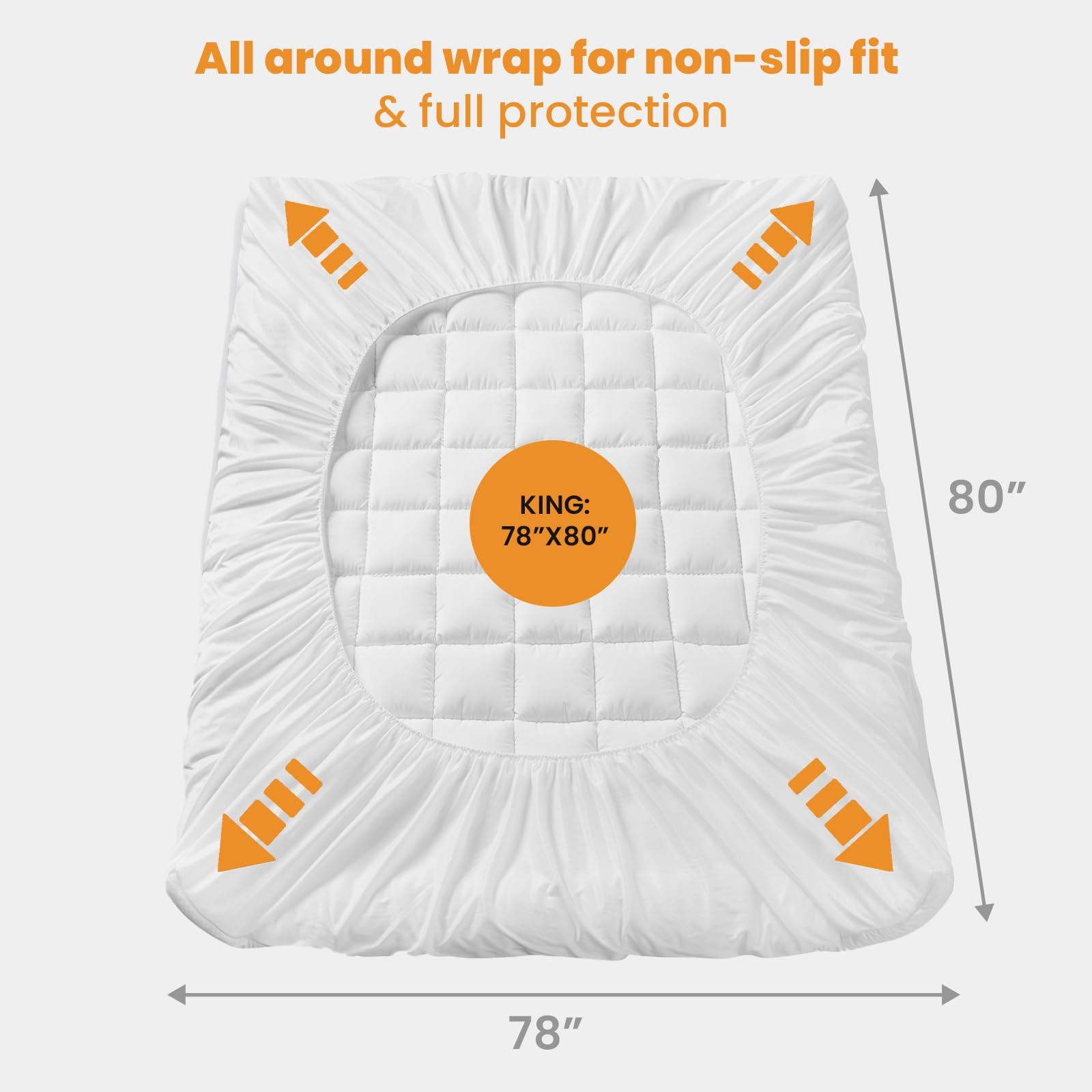 MATBEBY King Size Mattress Pad - Cooling Breathable King, White - Checkered