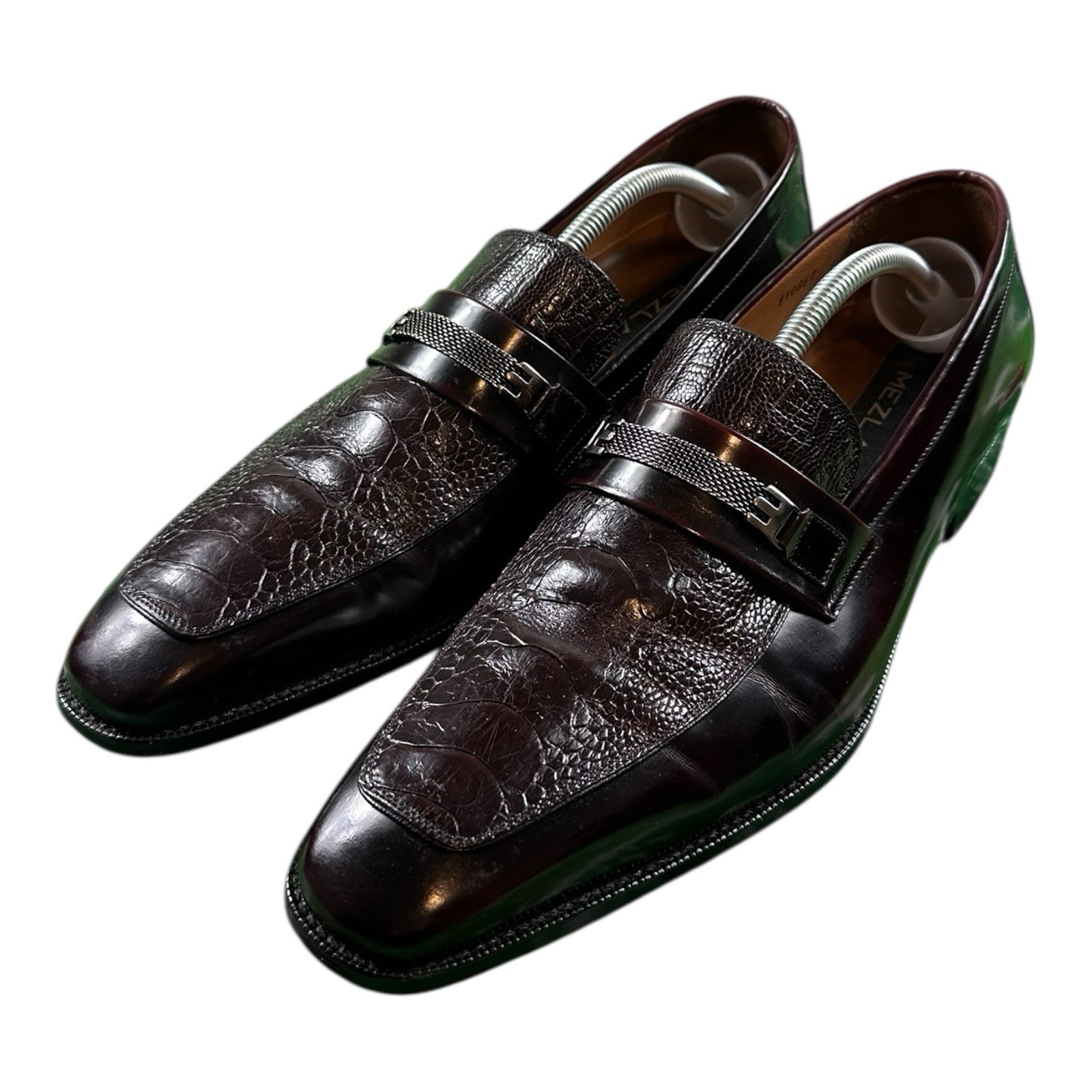 Mezlan Brown Burgundy Genuine Ostrich Men’s Loafer Size 10