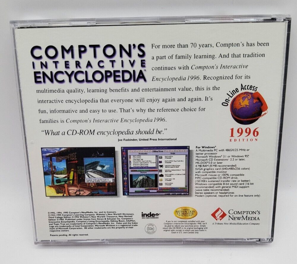 Compton's Interactive Encyclopedia 1996 CD-Rom ~ Rare & Scarce VTG Multimedia