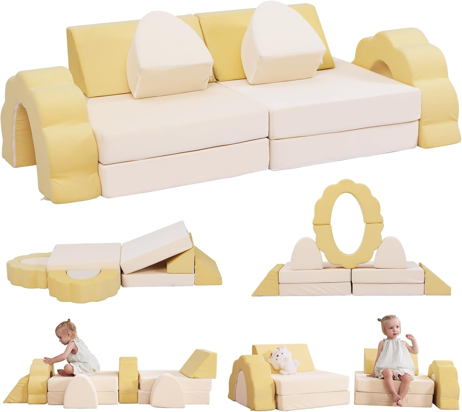 Kids Couch 10PCS, Modular Kids Play Couch, Multifunctional Foam Toddler Sofa, Im