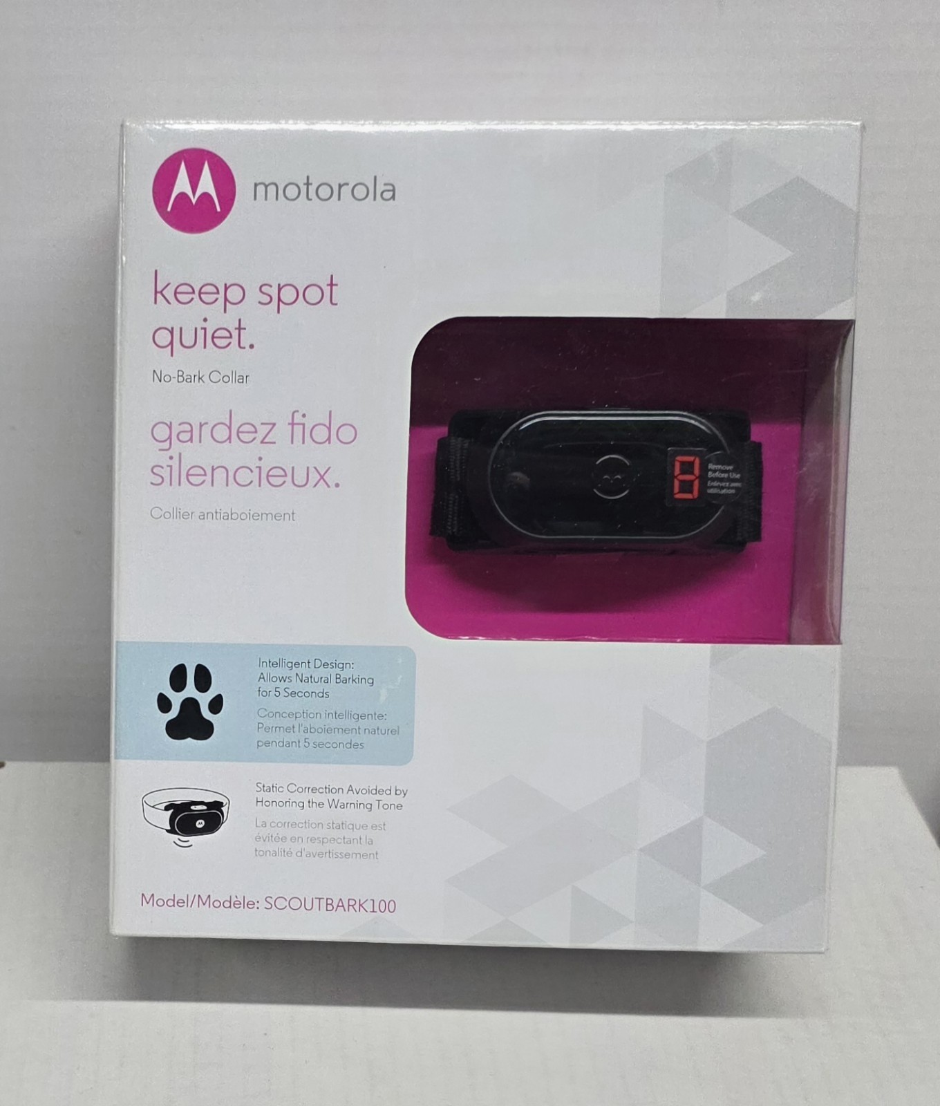 NEW - Motorola Dog No-Bark Collar SCOUTBARK100  9 Correction Levels NO BARK
