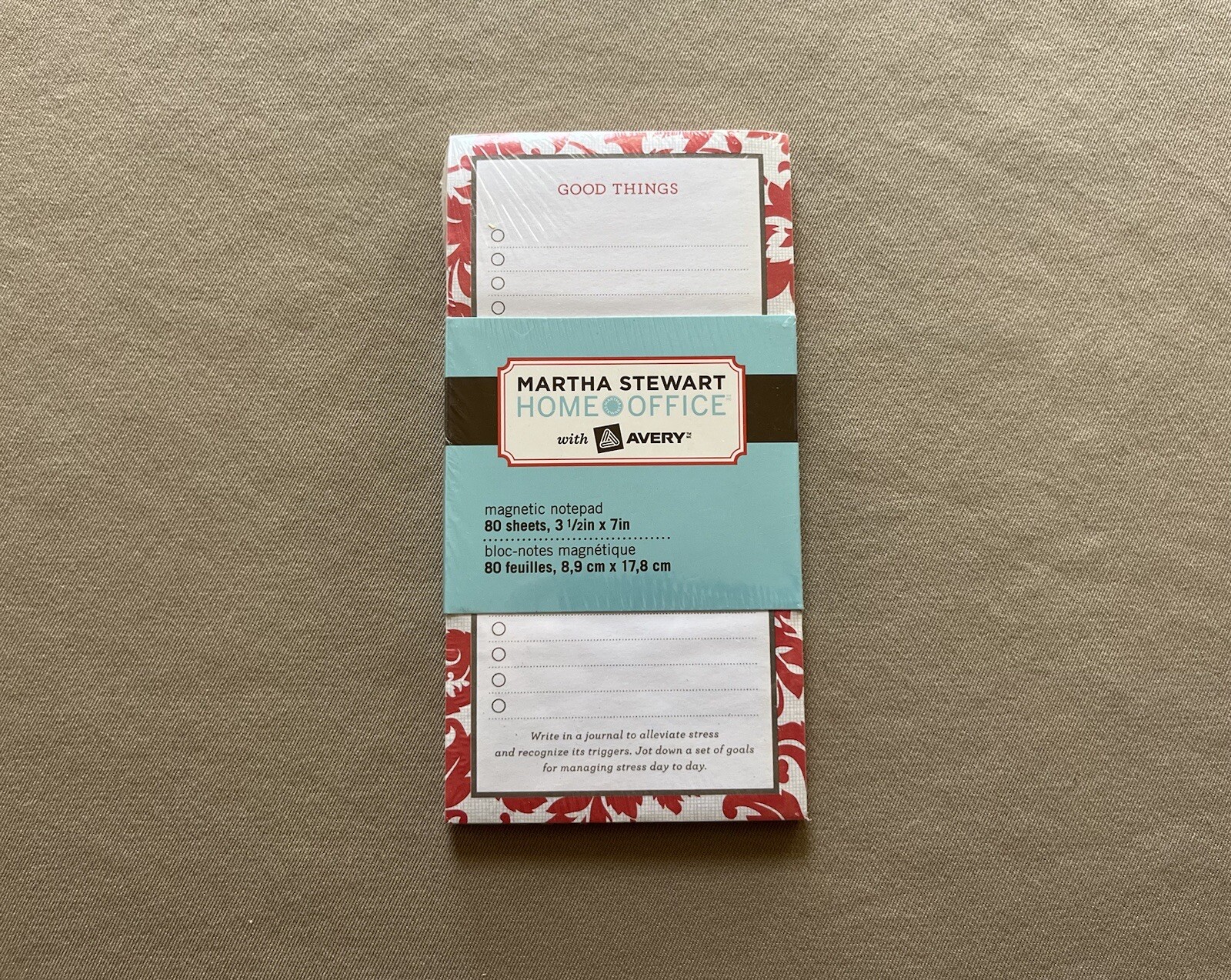 Martha Stewart Home Office 80 Sheet Magnetic Notepad 3 1/2” X 7”, New In Package