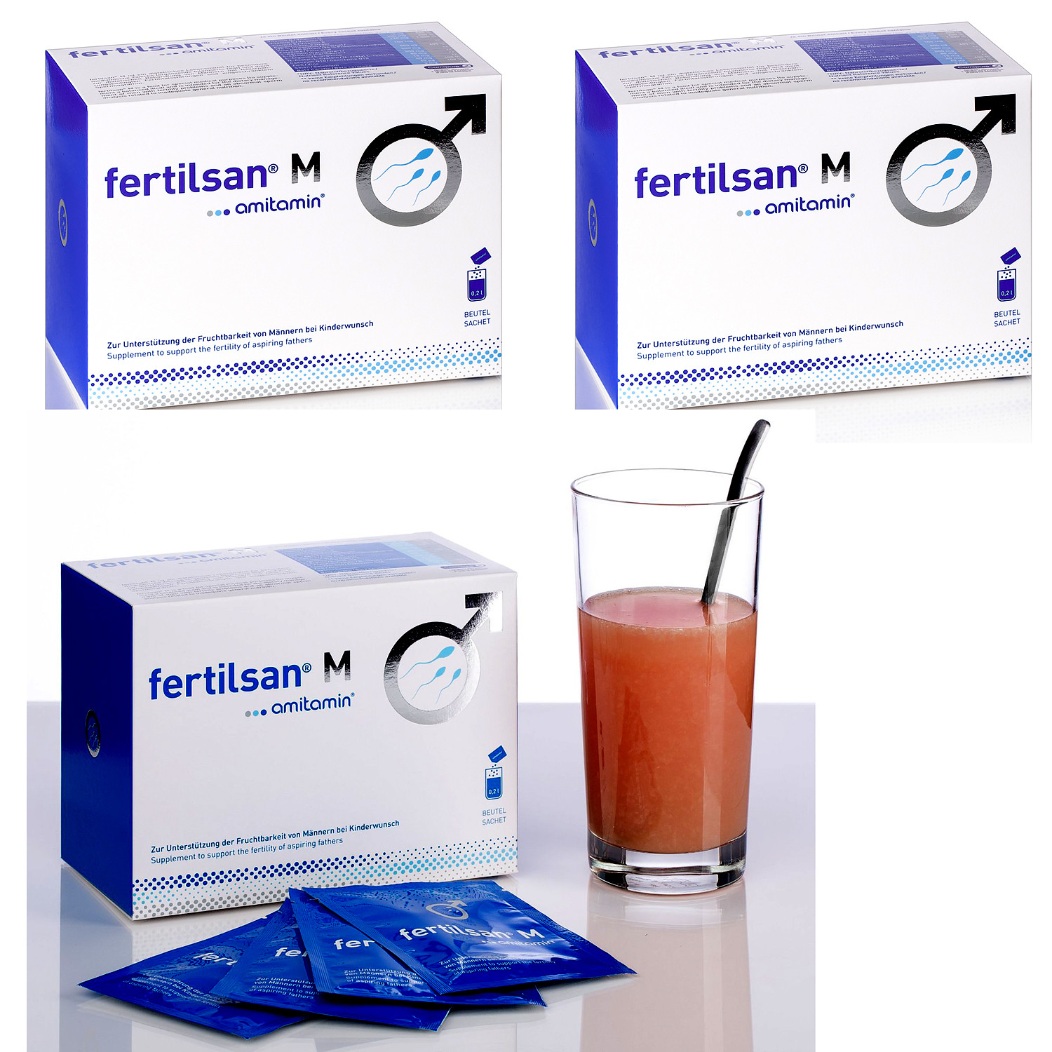 Amitamin FERTILSAN M Drink Powder Men Fertility Support 90 Day 3 Packs