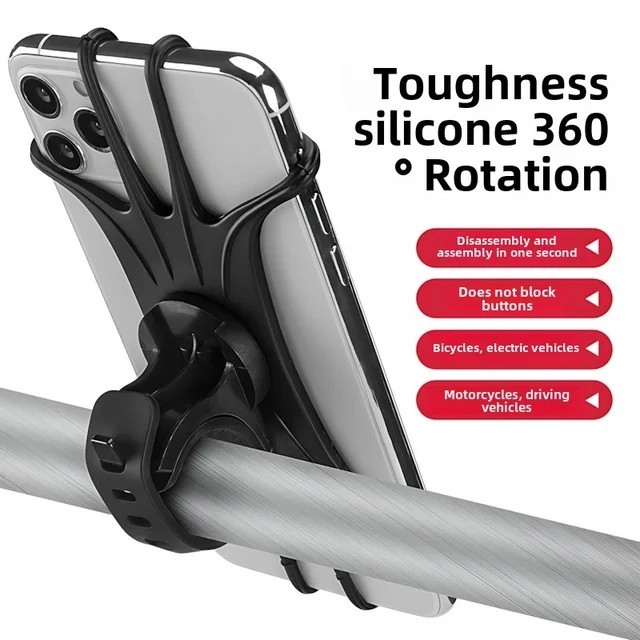 Cell Phone Silicone Mount Holder GPS Motorcycle MTB Bike Bicycle 360 Rotation