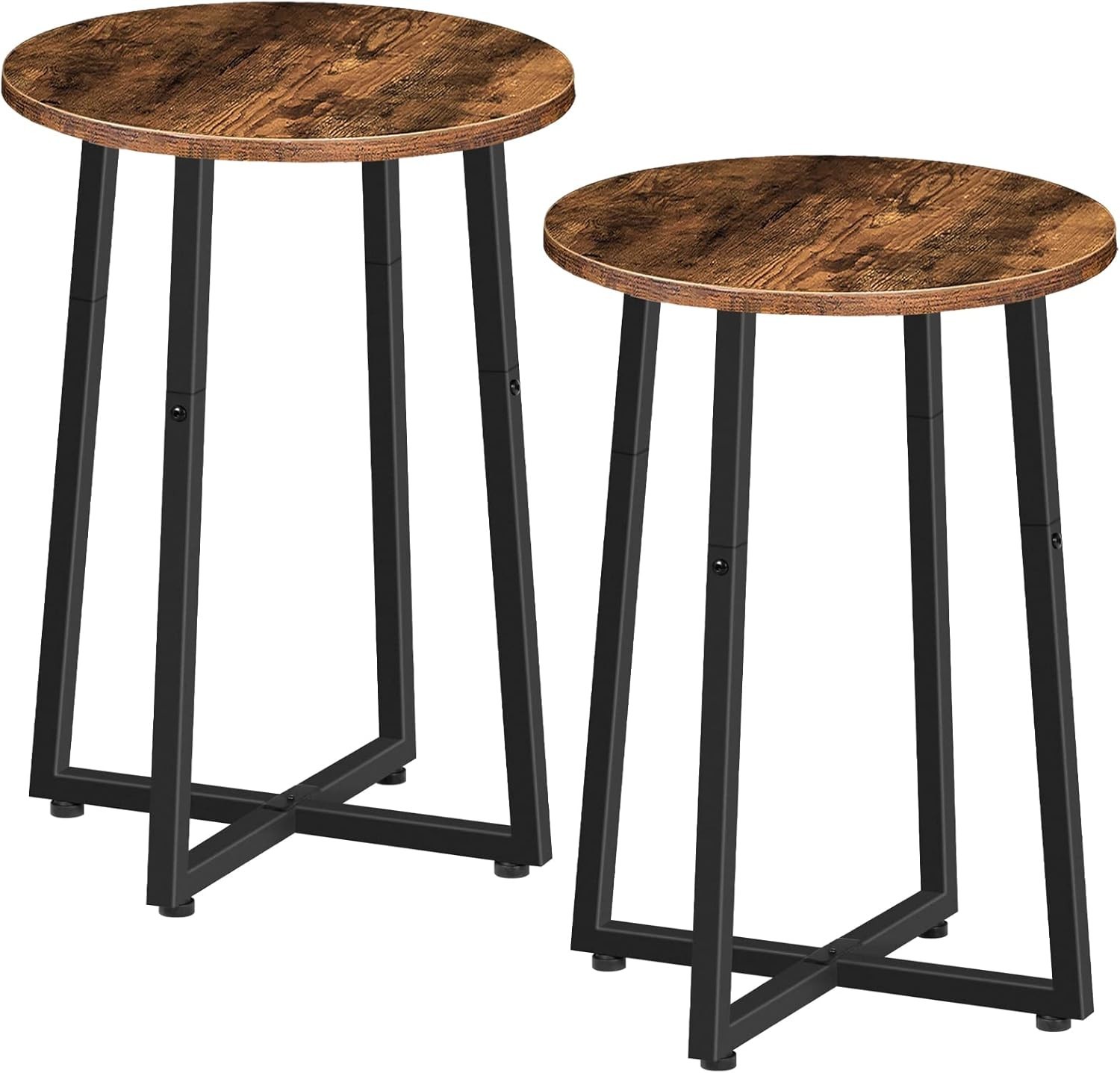 Side Tables Set of 2 Round End Accent Tables W/ Sturdy Metal Pedestal 15.7"