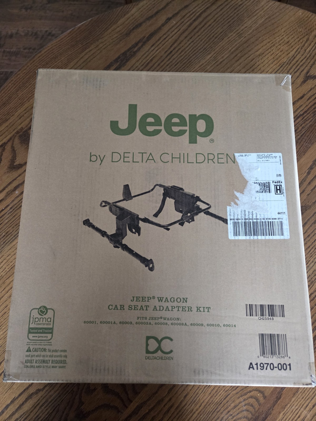 Jeep Wagon Delta Car Seat Adapter w/ Crossbars 50593-001 RPS Instructions Box