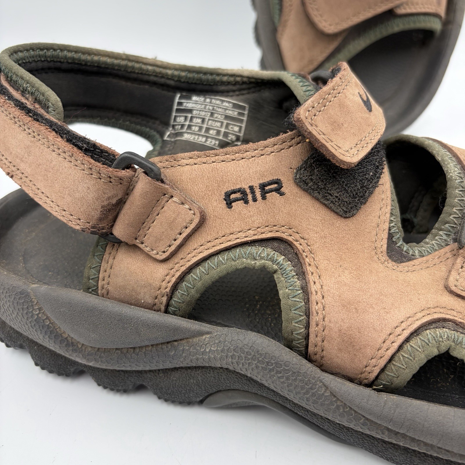 Nike Air Adjustable Strap Golf Sandals Brown Green Mens US 11 EUR 45