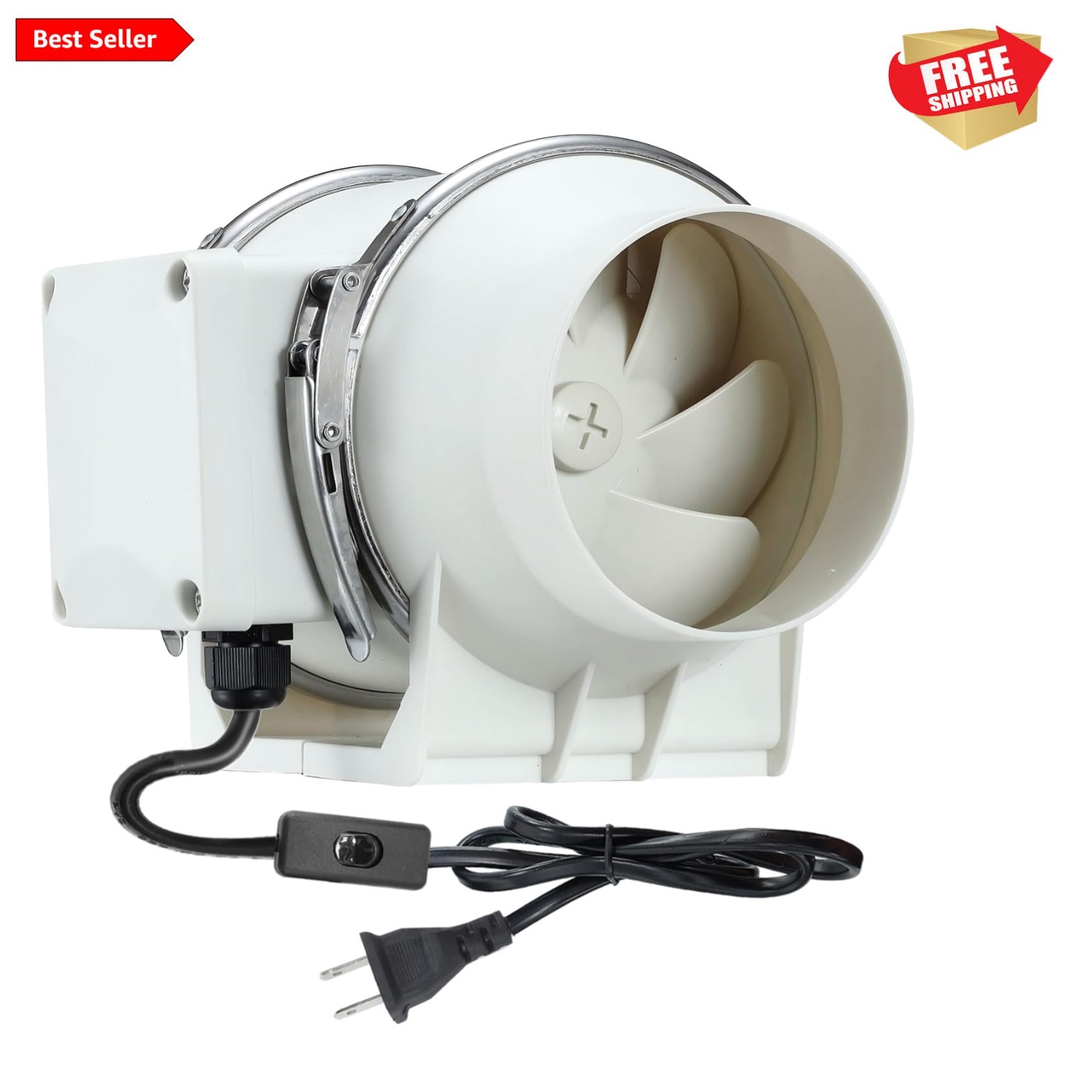 Quiet 4-Inch Inline Exhaust Fan - Ideal for Grow Tents, Bathrooms & Kitchens