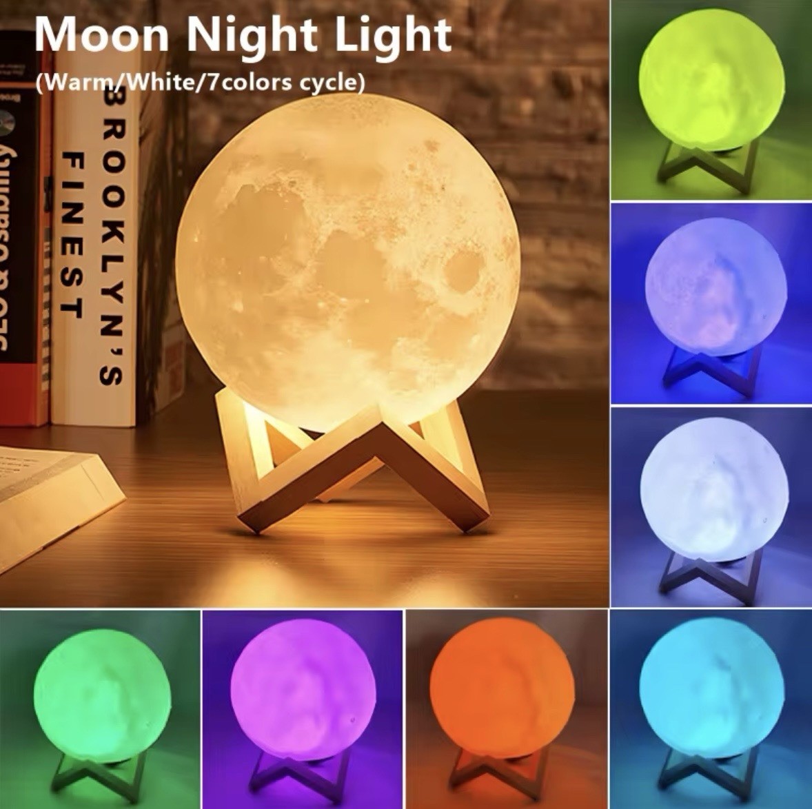 3D Moon Lamp LED Touch Night Light Romantic Bedroom Decor Gift