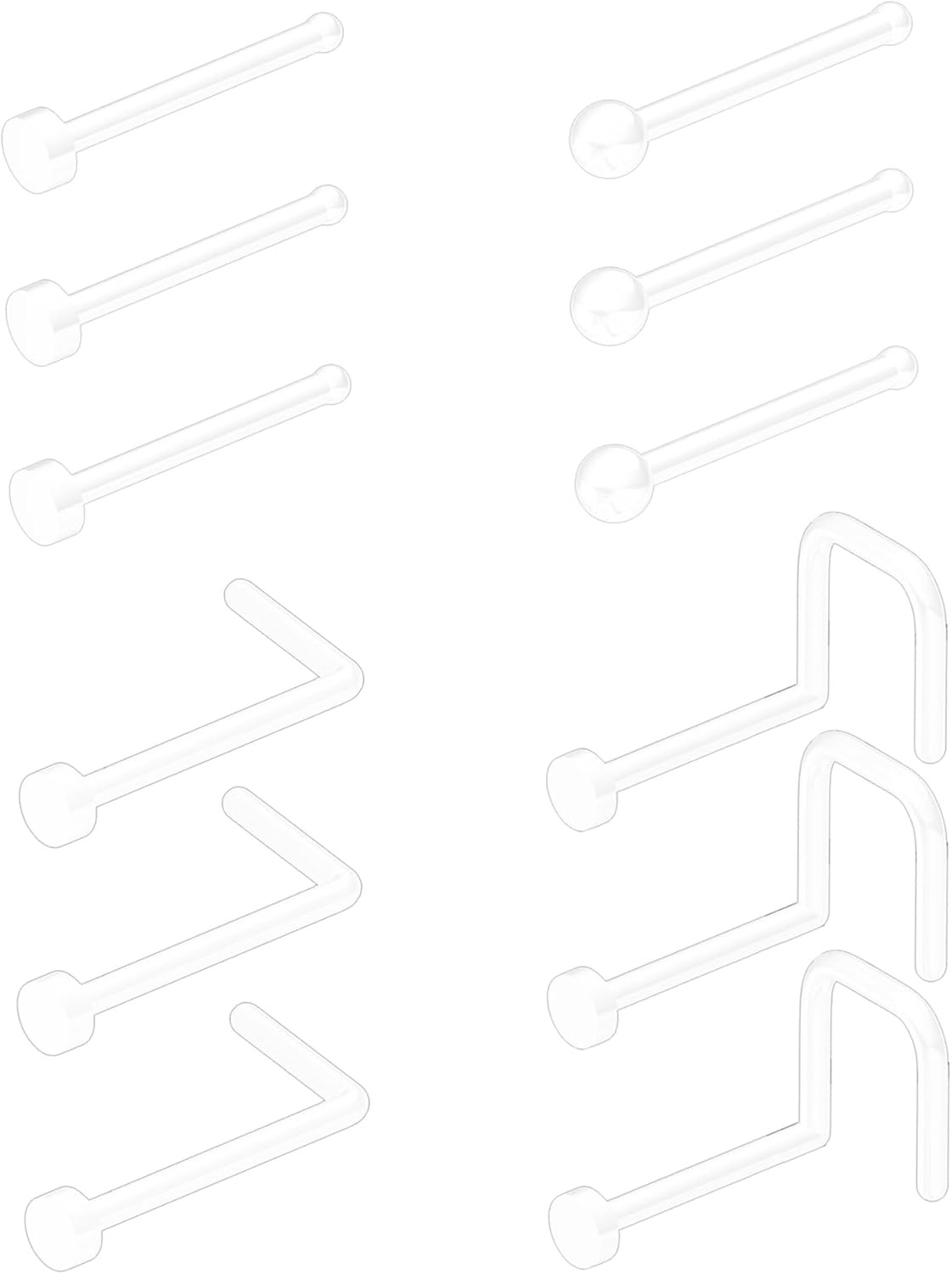 Clear Nose Ring Bioflex Rings Studs L Shaped Corkscrew Body...