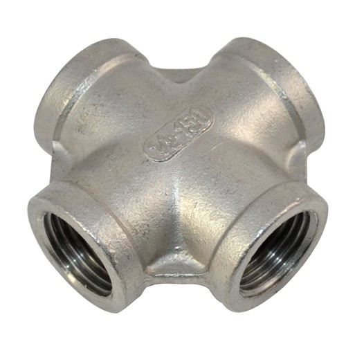 1/2"- 2" NPT Thread 4 Way Female Cross Coupling Connector SS304 Pipe Fitting Oil