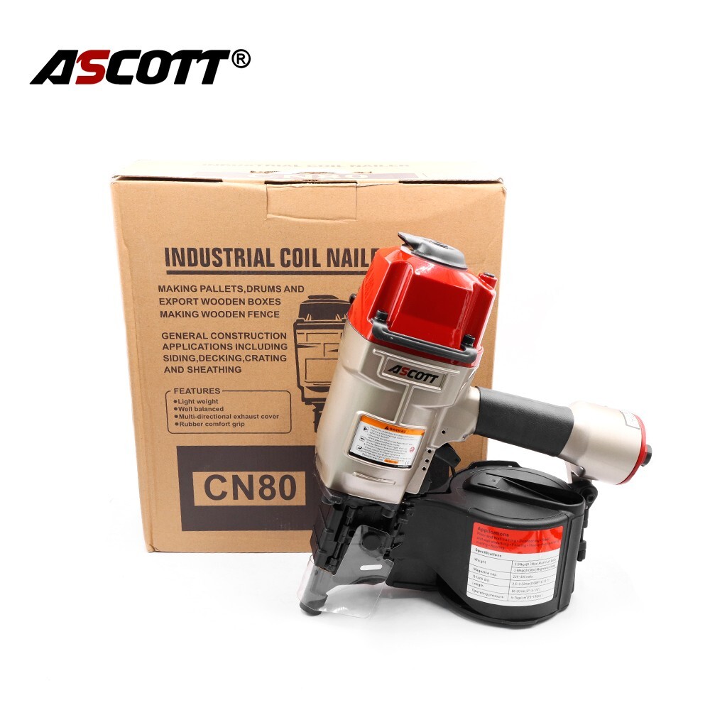 2" to 3-1/5" Coil Nailer CN80 15 Degree Industrial Pallets Pneumatic Nail Gun