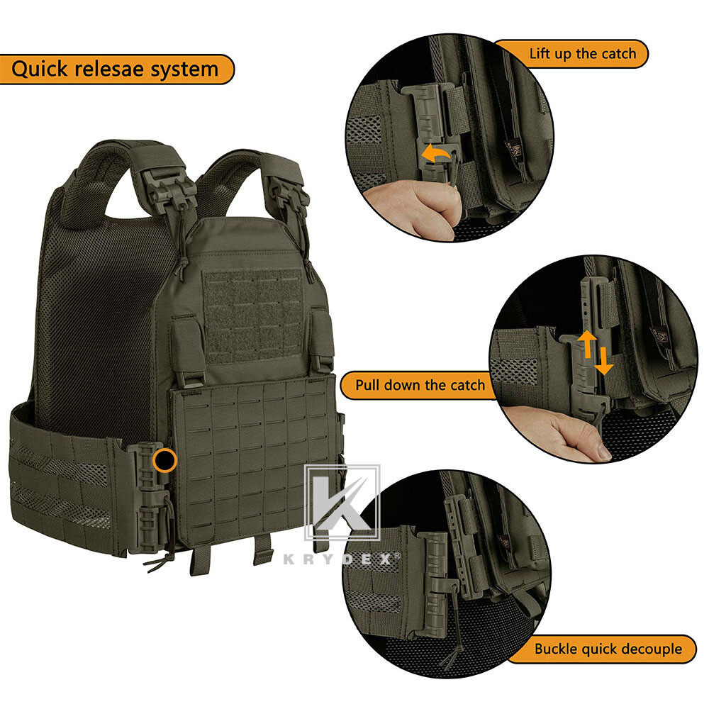 KRYDEX Tactical Plate Carrier Quick Release MOLLE Panel with Clip Ranger Green