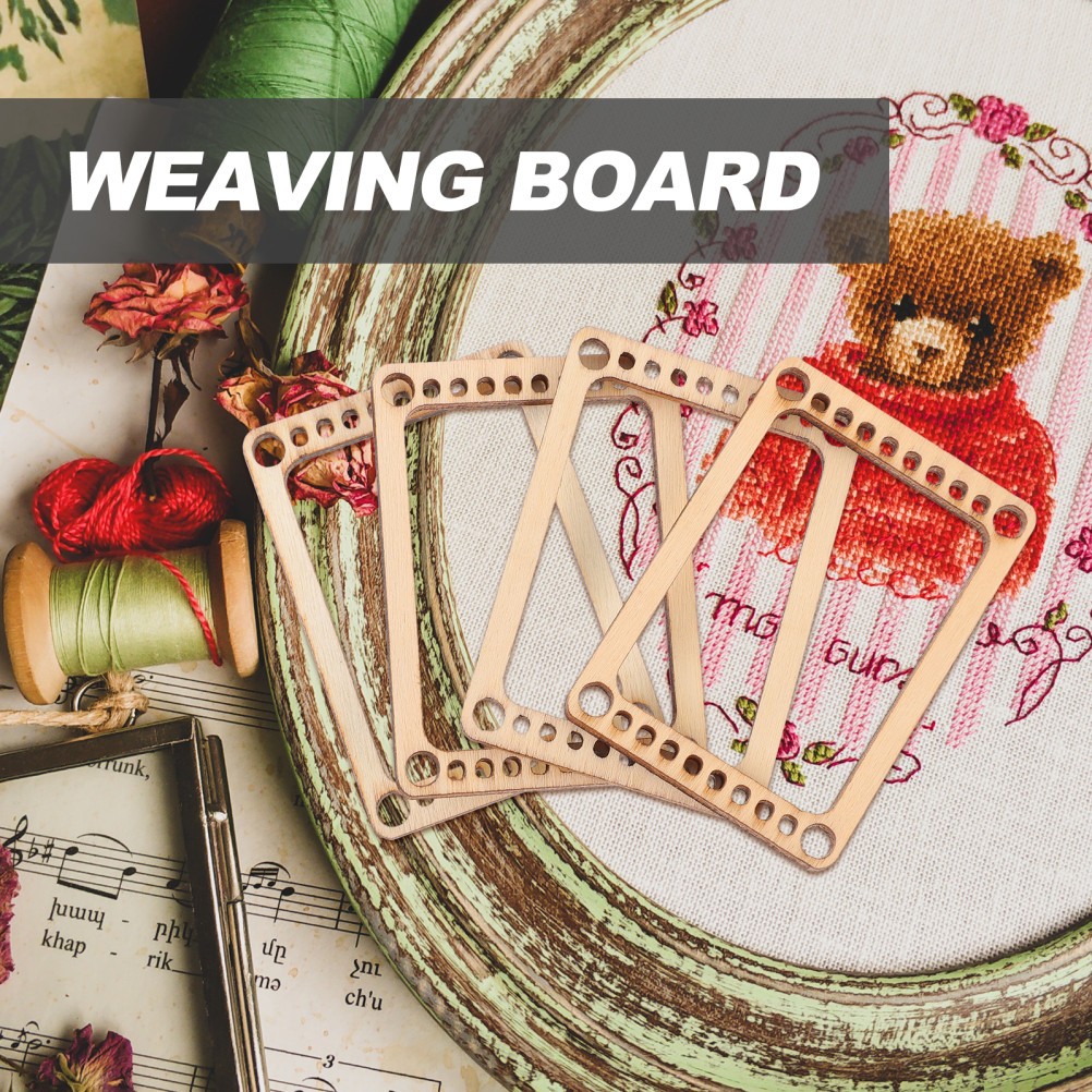 4 Pcs Square Weaving Card Small Frame Knitting Board Handcraft Tools