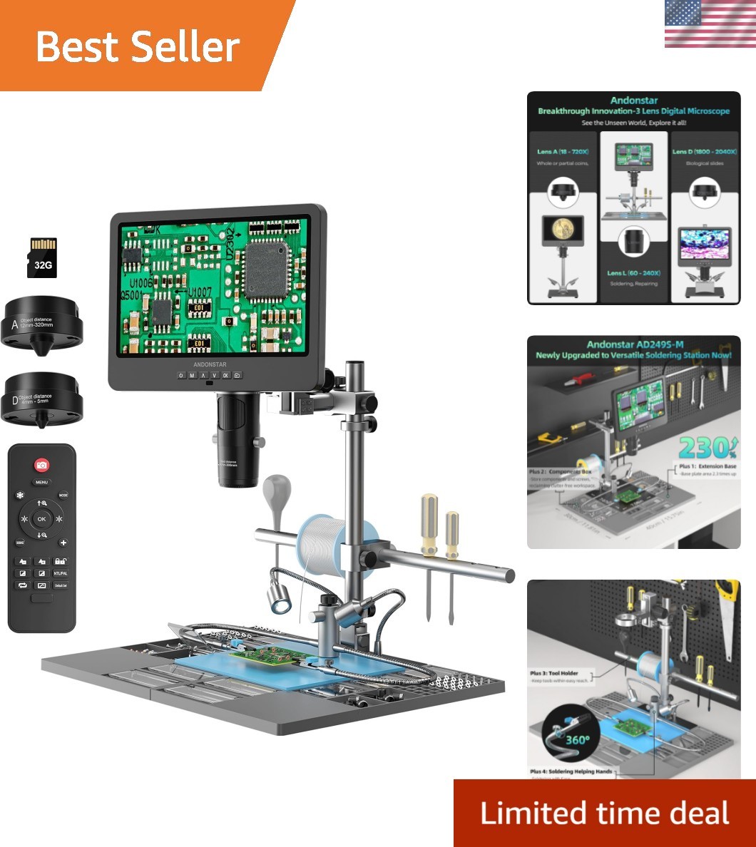 AD249S-M Plus 10.1'' HDMI Soldering Digital Microscope for Electronics Repair...