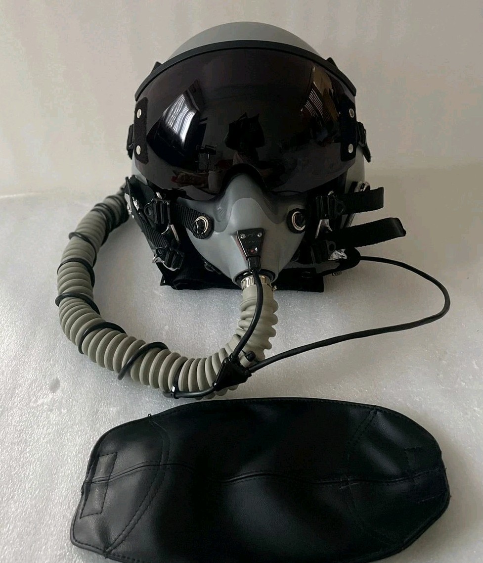 HGU-55 PLAIN GRAY CUSTOM PILOT HELMET+MASK OXY REPLICA+BADGE