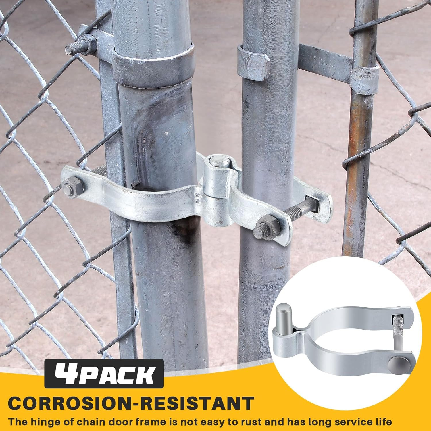 4 Pcs Chain Link Post Gate Hinge 3"[2 7/8" OD] X 5/8" Galvanized Steel Chain Lin