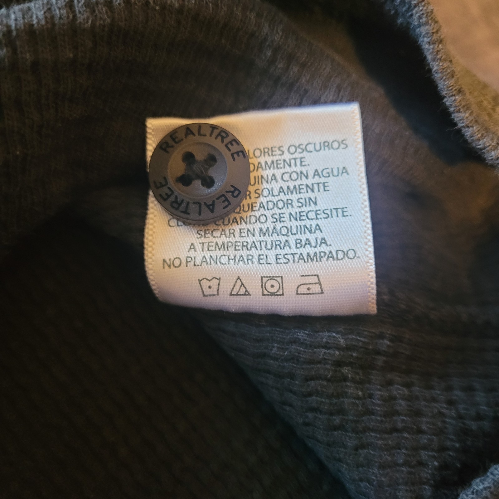Real Tree Waffle Knit Thermal Shirt Pullover Black Men’s Size M LOGO