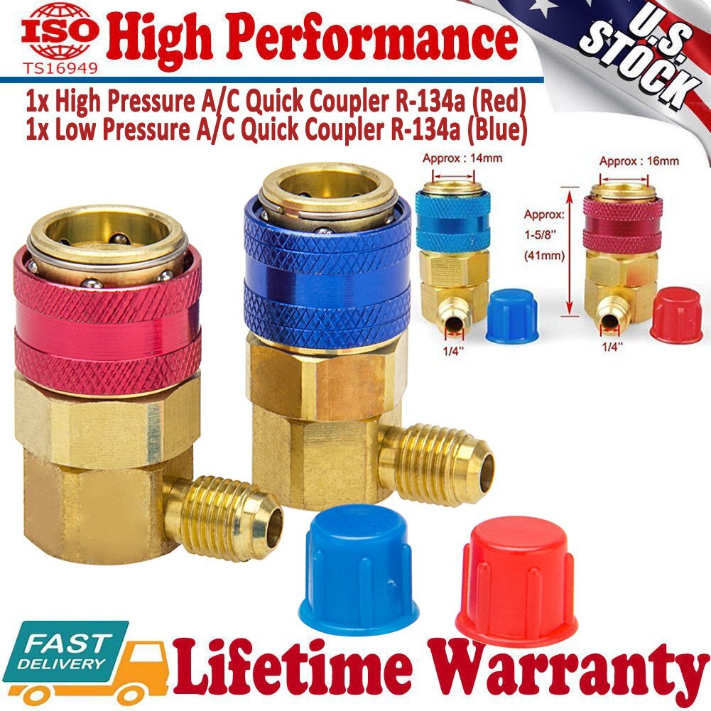 2 AC Quick Connector Adapter ACME Coupler Auto A/C Manifold Gauge Low/High