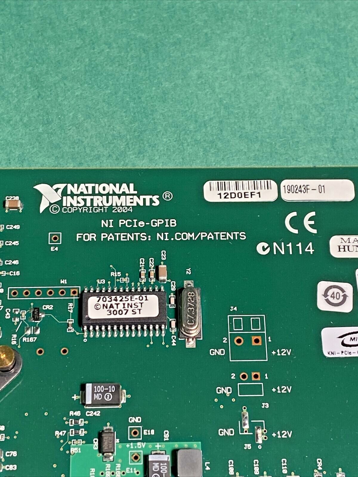 National Instruments NI PCIe-GPIB 190243F-01 Interface Adapter Card