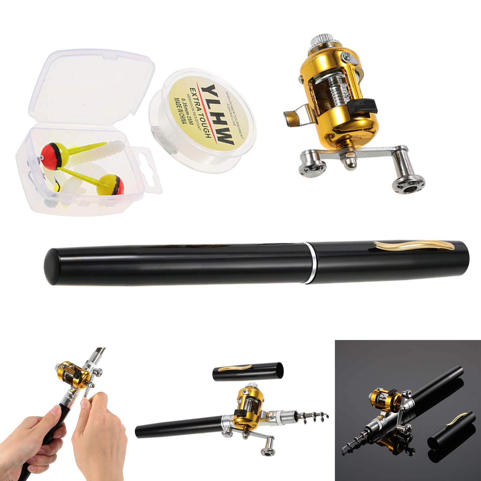 Mini Fishing Rod Reel Combo Set Lightweight Fishing Rod and Reel Combo Kit hjtg