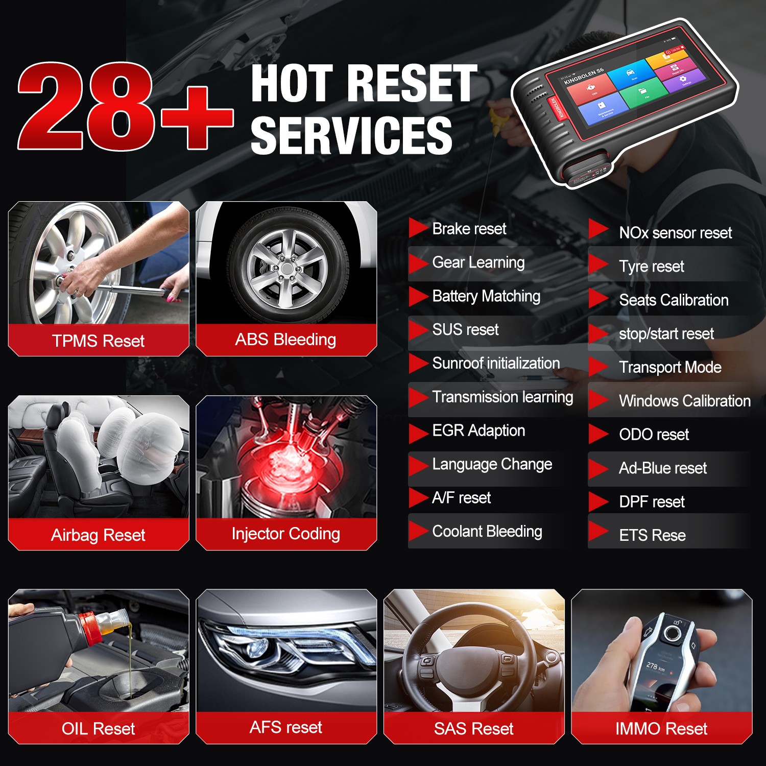 KINGBOLEN S6 Car Diagnostic Tool OBD2 Scanner ALL System Bluetooth- Free Update