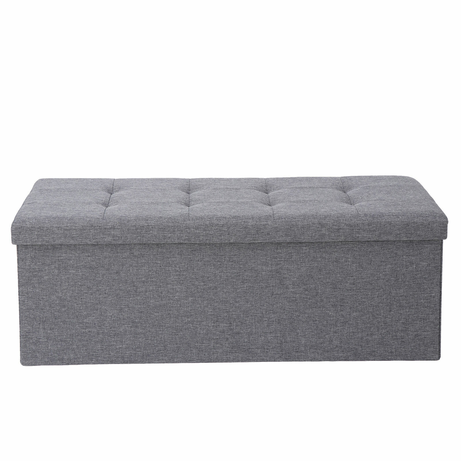 43" Long Dark Grey Folable Storage Ottoman Bench Foot Stools Footrest Home Decor