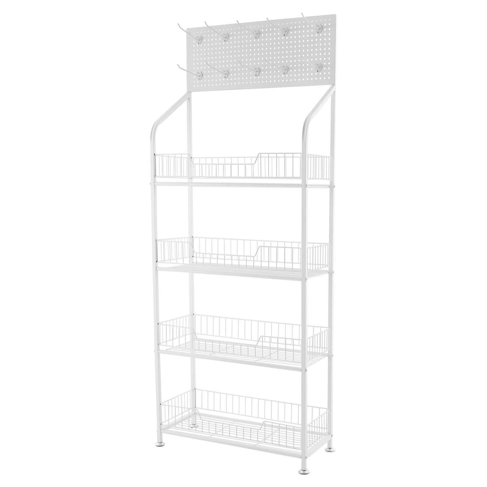 Snack Rack Stand with Hooks 4 Tier Retail Display Rack Snack Display Organizer