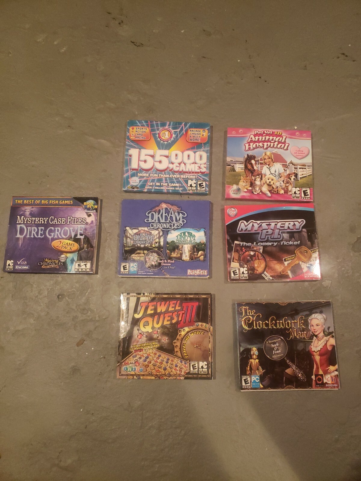 Lot of 7 PC Games-155,000 Games, Dream Chronicles Jewel Quest 3 Pet Vet 3D &More