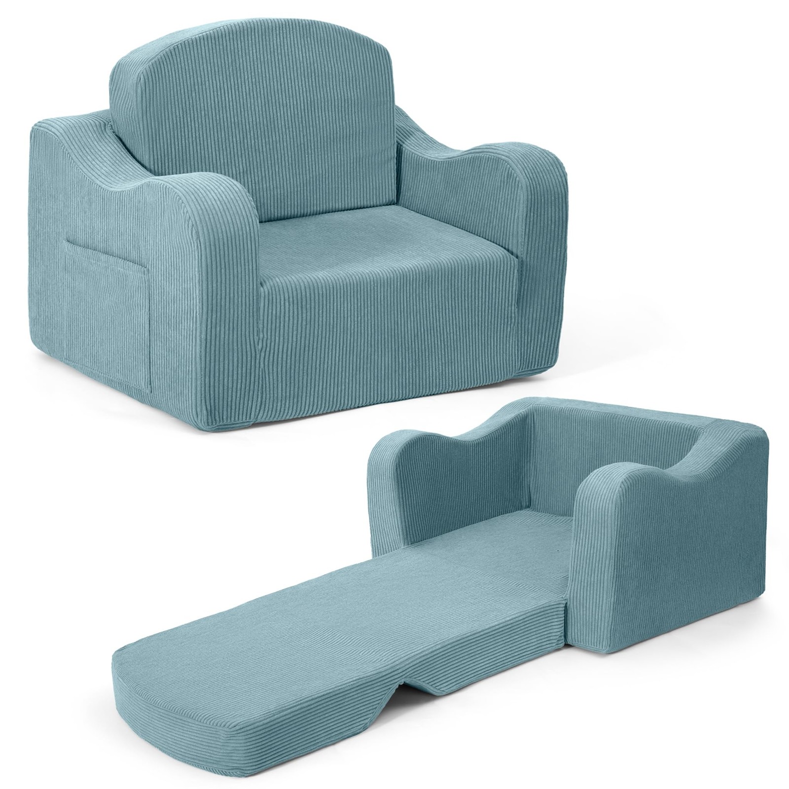 Comfy Toddler Chair for Kids, 2-in-1 Toddler Soft Plush Couch Fold Out, Conve...