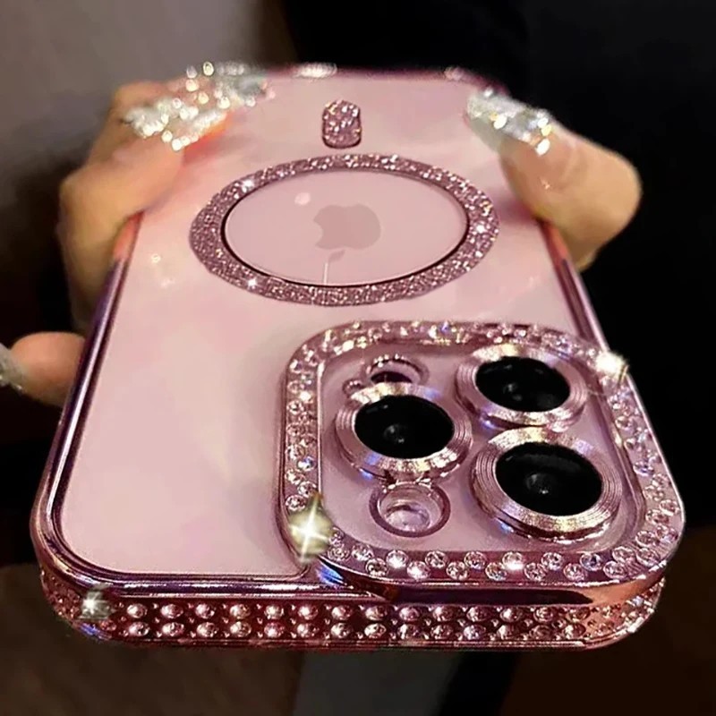New Fashion Glitter Diamond Transparent Case For iPhone 16 15 14 13 17 12 Pro Ma
