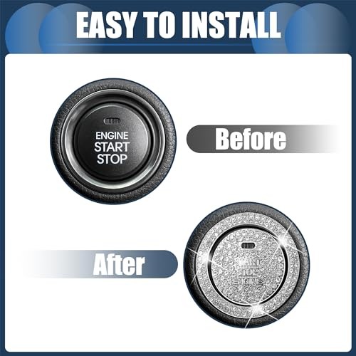 Universal Car Engine Start Stop Button Cover, Bling One Click Push Start