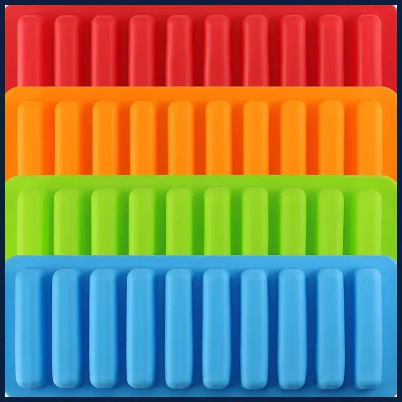 Long Strip Silicone Mold 10 Cavity Finger Shaped Chocolate Rectangular Cereal